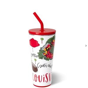 Red and White Louisville Tumbler with Straw
